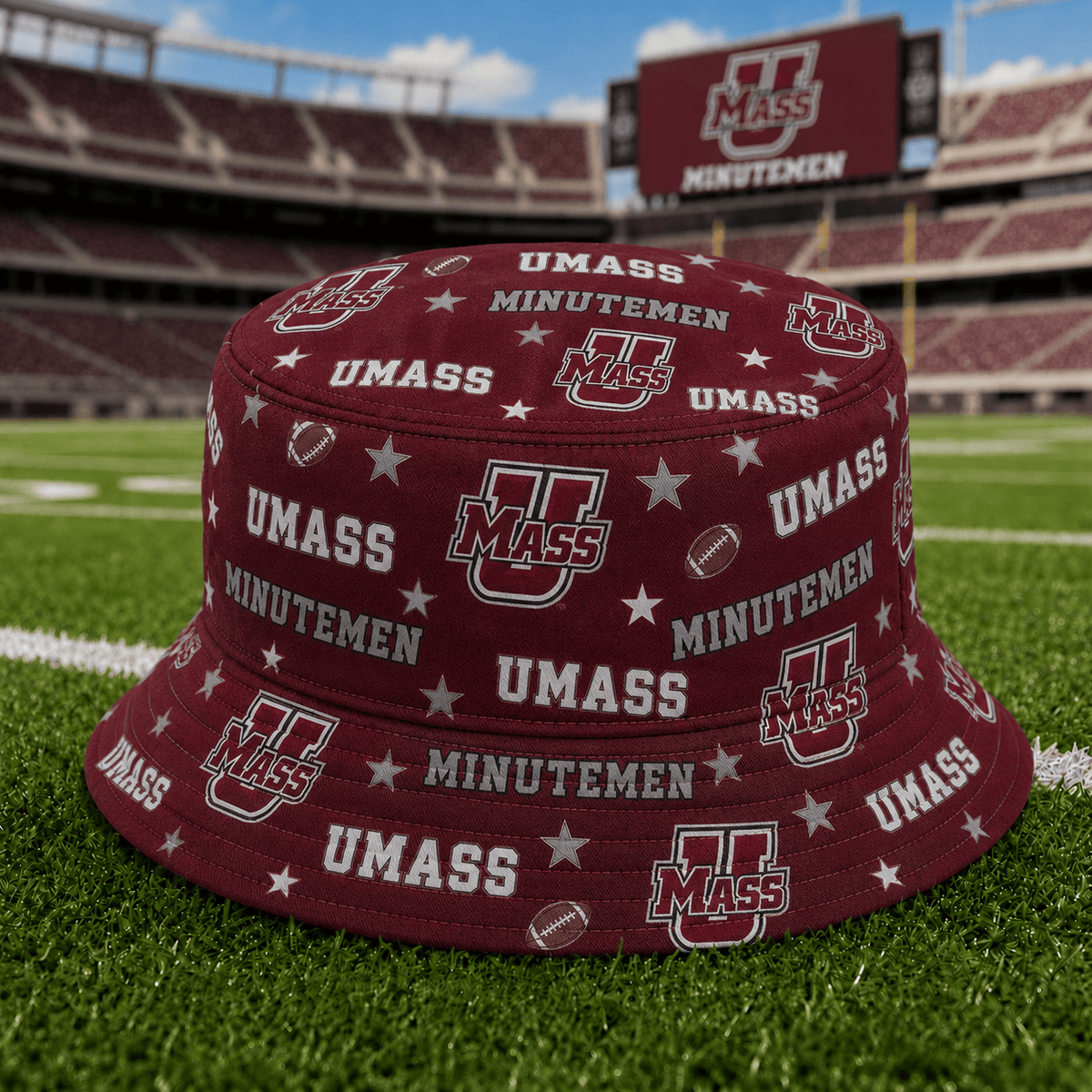 UMass Minutemen PLNCAAYAP01 NCAA Personalized Bucket Hat