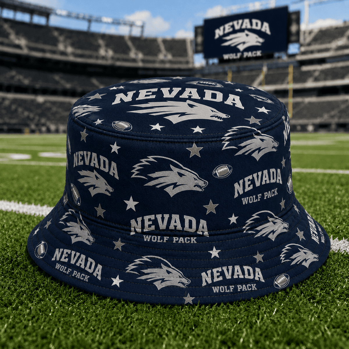 Nevada Wolf Pack PLNCAAYAP01 NCAA Personalized Bucket Hat