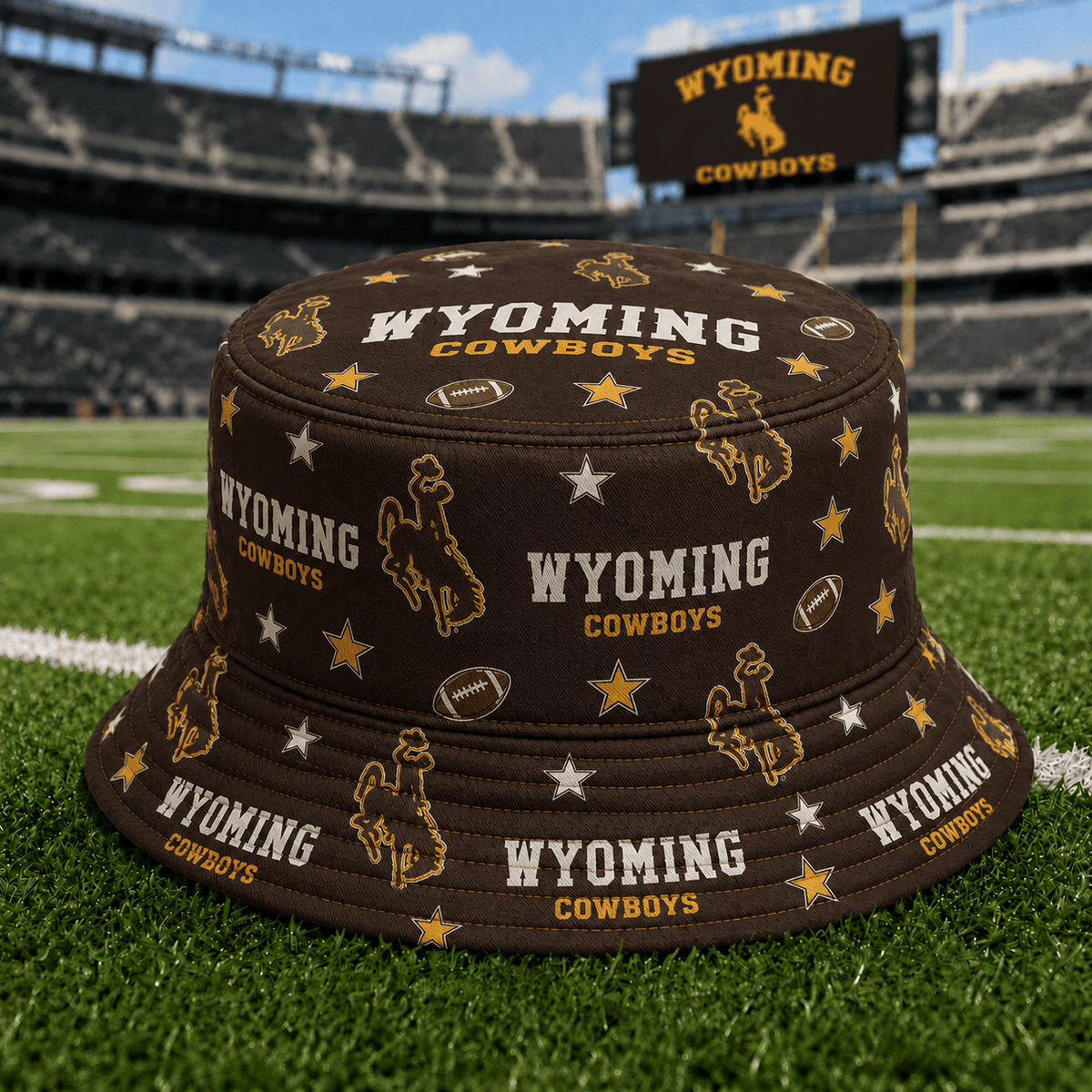 Wyoming Cowboys PLNCAAYAP01 NCAA Personalized Bucket Hat