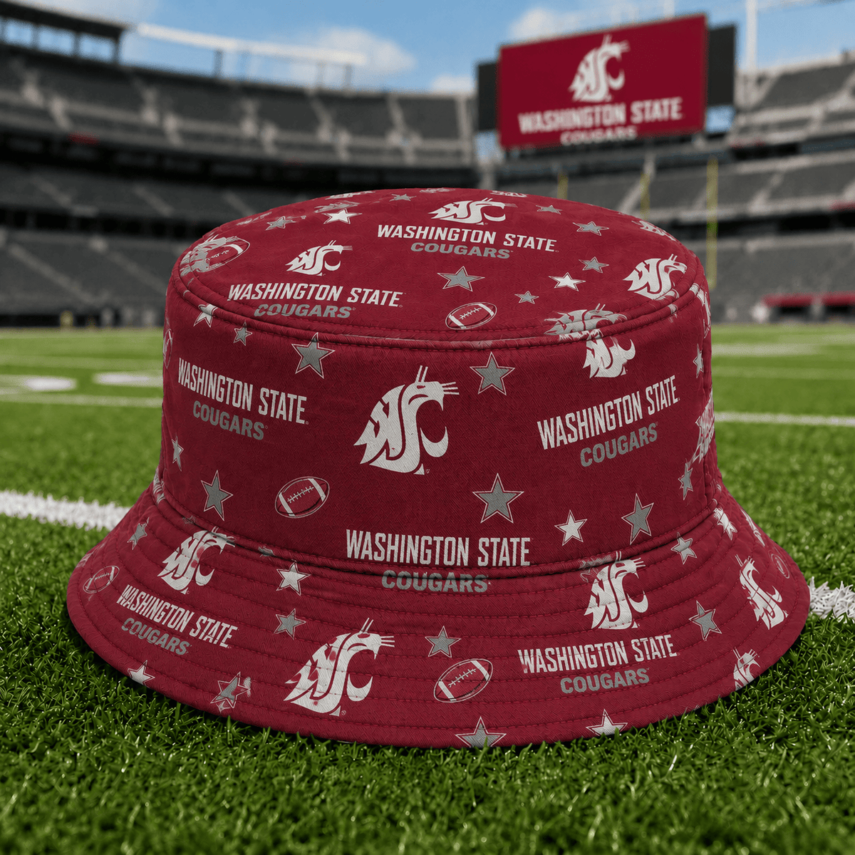 Washington State Cougars PLNCAAYAP01 NCAA Personalized Bucket Hat