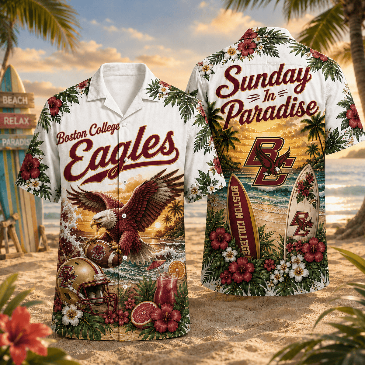 Boston College Eagles PLNCAACY01 NCAA Personalized Hawaiian Shirt
