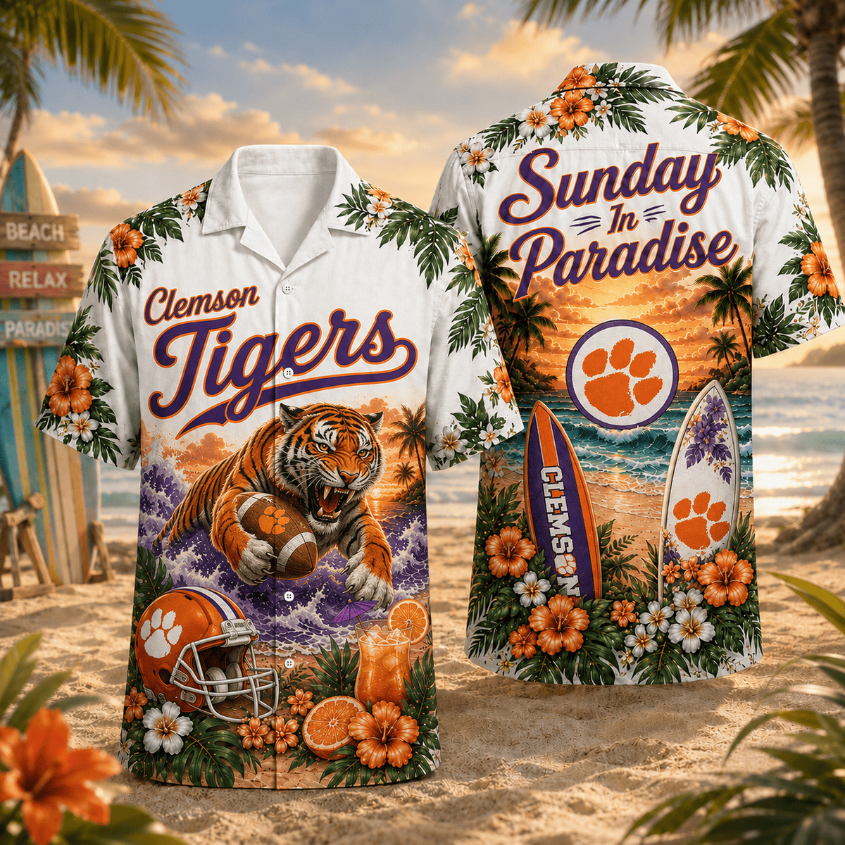 Clemson Tigers PLNCAACY01 NCAA Personalized Hawaiian Shirt