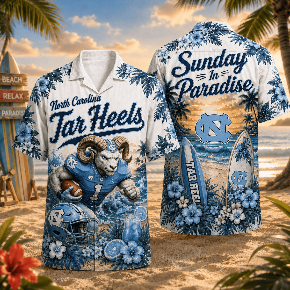 North Carolina Tar Heels PLNCAACY01 NCAA Personalized Hawaiian Shirt