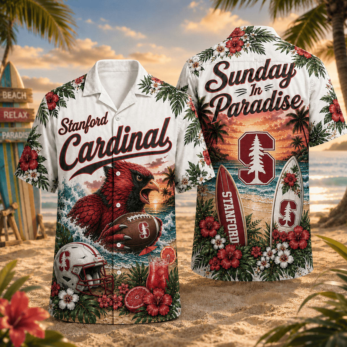 Stanford Cardinal PLNCAACY01 NCAA Personalized Hawaiian Shirt
