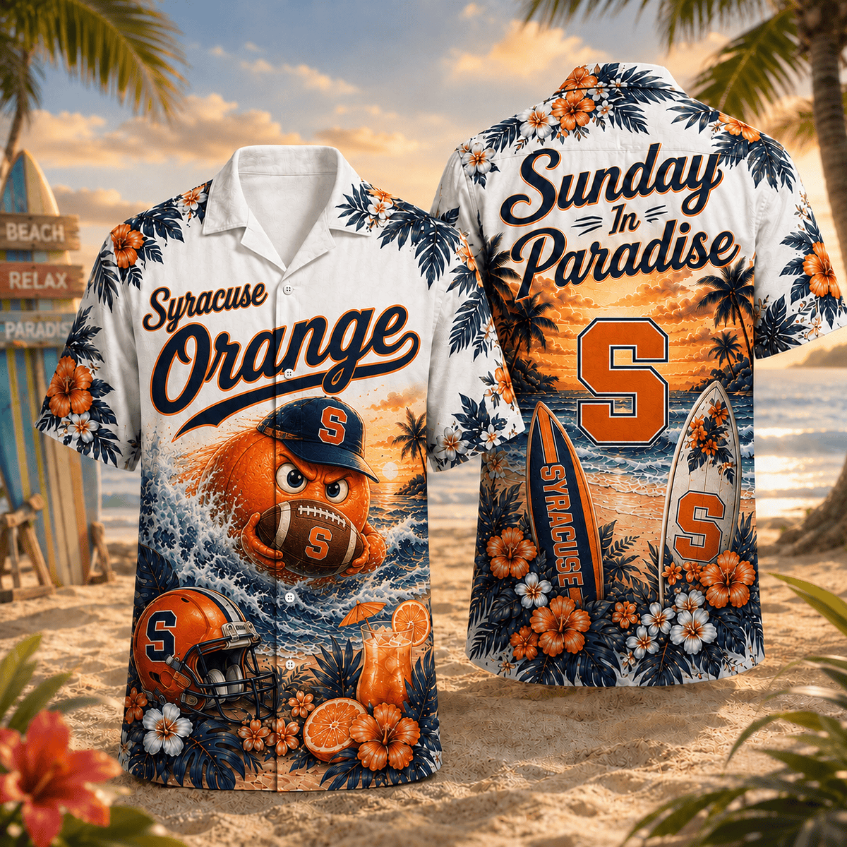 Syracuse Orange PLNCAACY01 NCAA Personalized Hawaiian Shirt