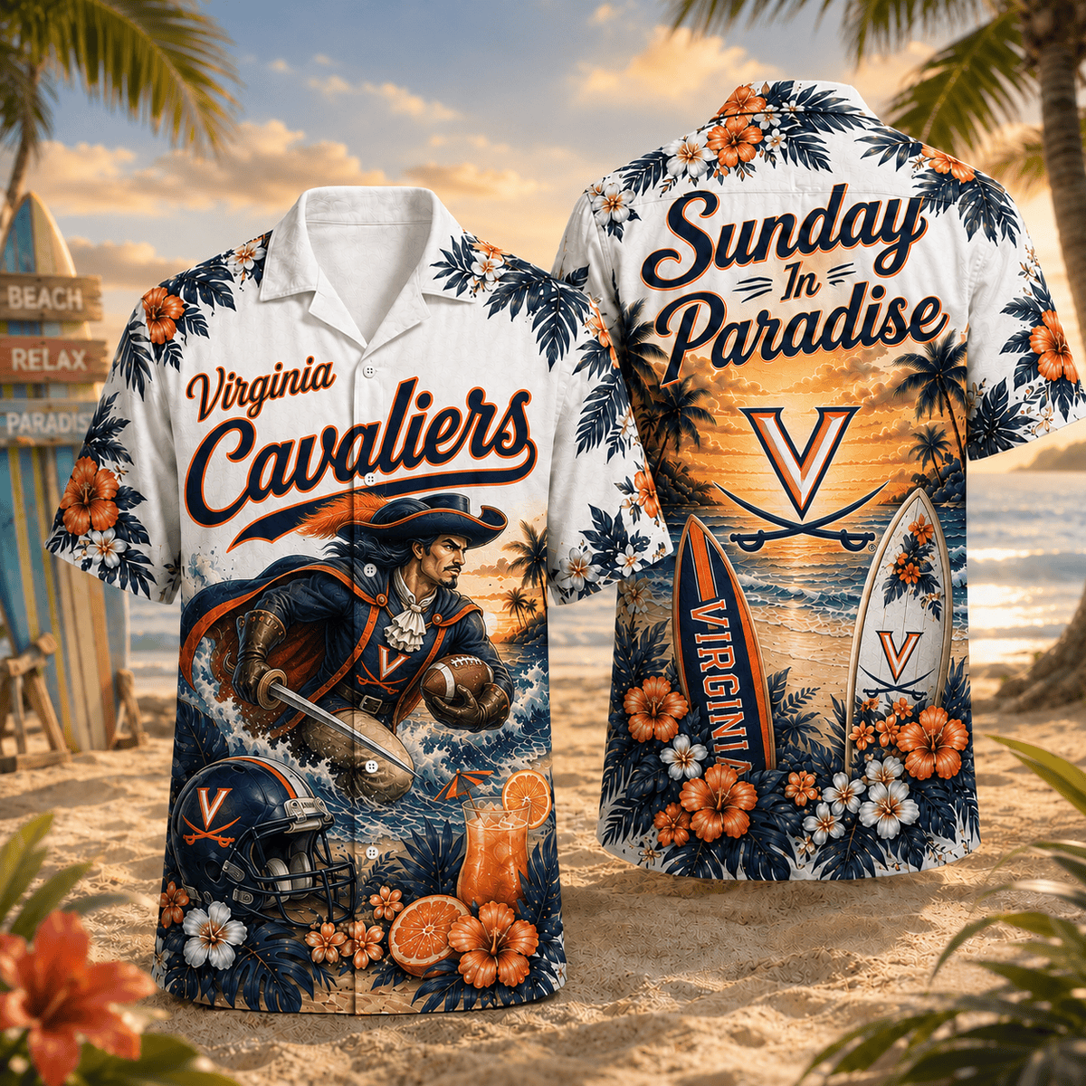 Virginia Cavaliers PLNCAACY01 NCAA Personalized Hawaiian Shirt