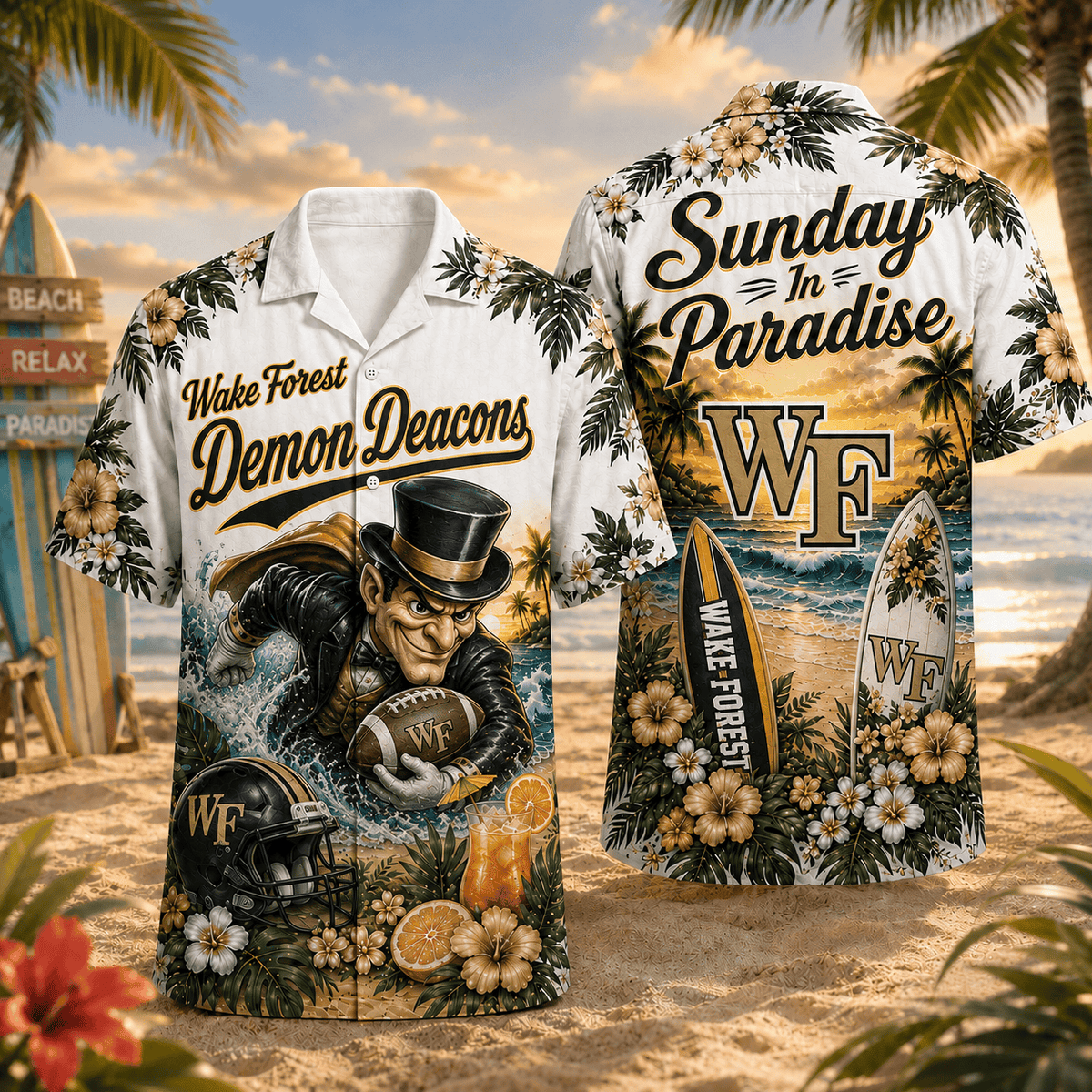 Wake Forest Demon Deacons PLNCAACY01 NCAA Personalized Hawaiian Shirt