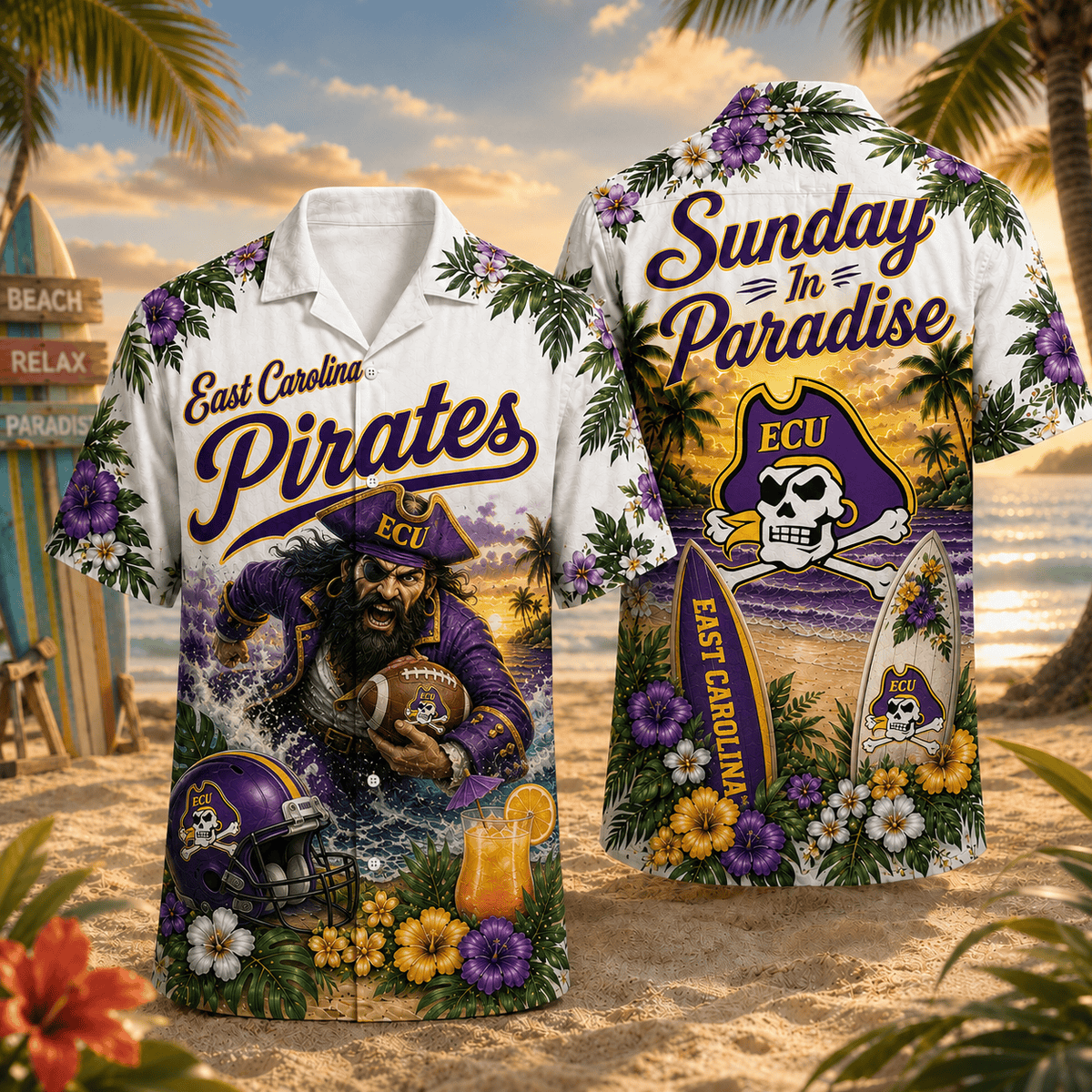 East Carolina Pirates PLNCAACY01 NCAA Personalized Hawaiian Shirt
