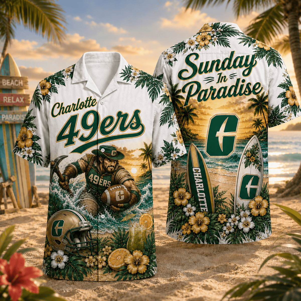 Charlotte 49ers PLNCAACY01 NCAA Personalized Hawaiian Shirt