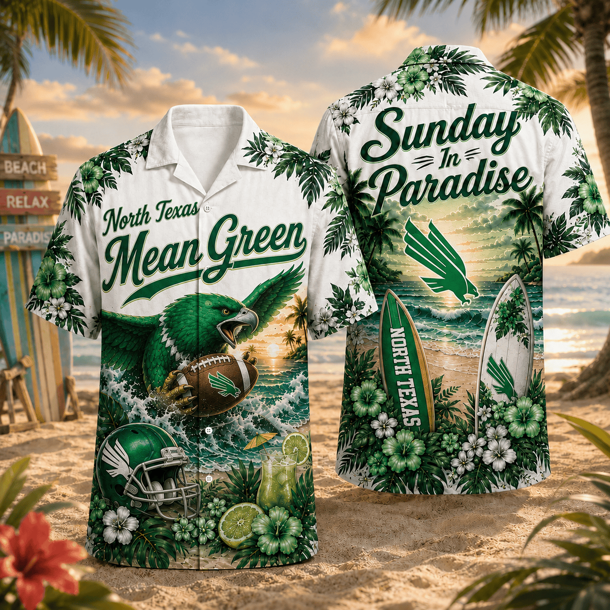 North Texas Mean Green PLNCAACY01 NCAA Personalized Hawaiian Shirt