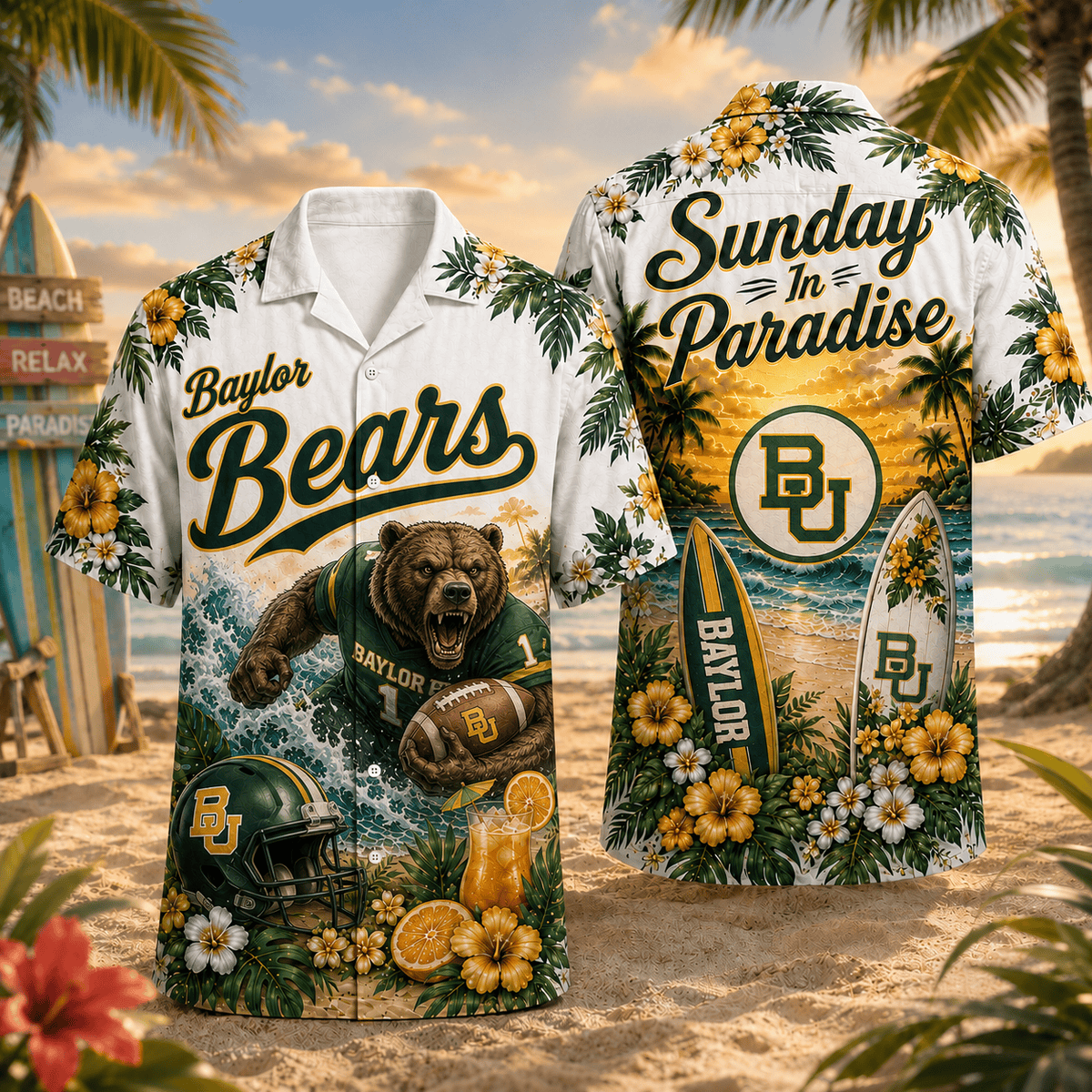 Baylor Bears PLNCAACY01 NCAA Personalized Hawaiian Shirt