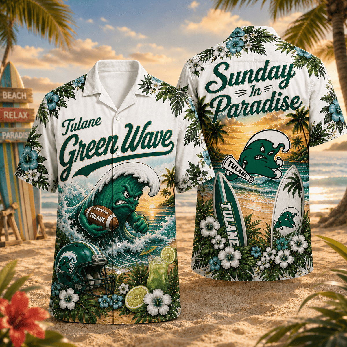 Tulane Green Wave PLNCAACY01 NCAA Personalized Hawaiian Shirt