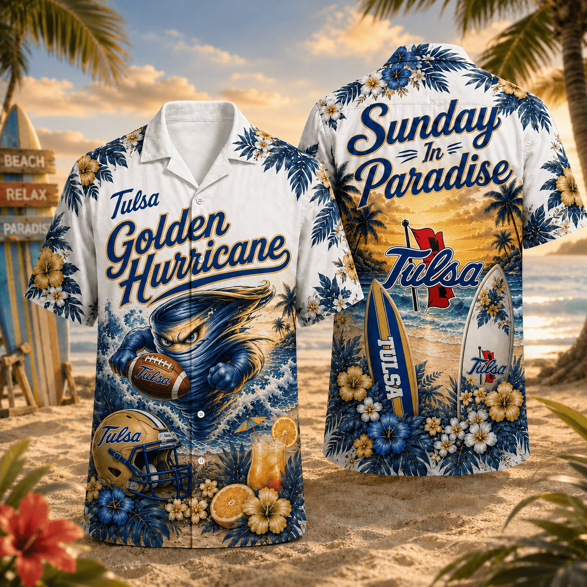 Tulsa Golden Hurricane PLNCAACY01 NCAA Personalized Hawaiian Shirt