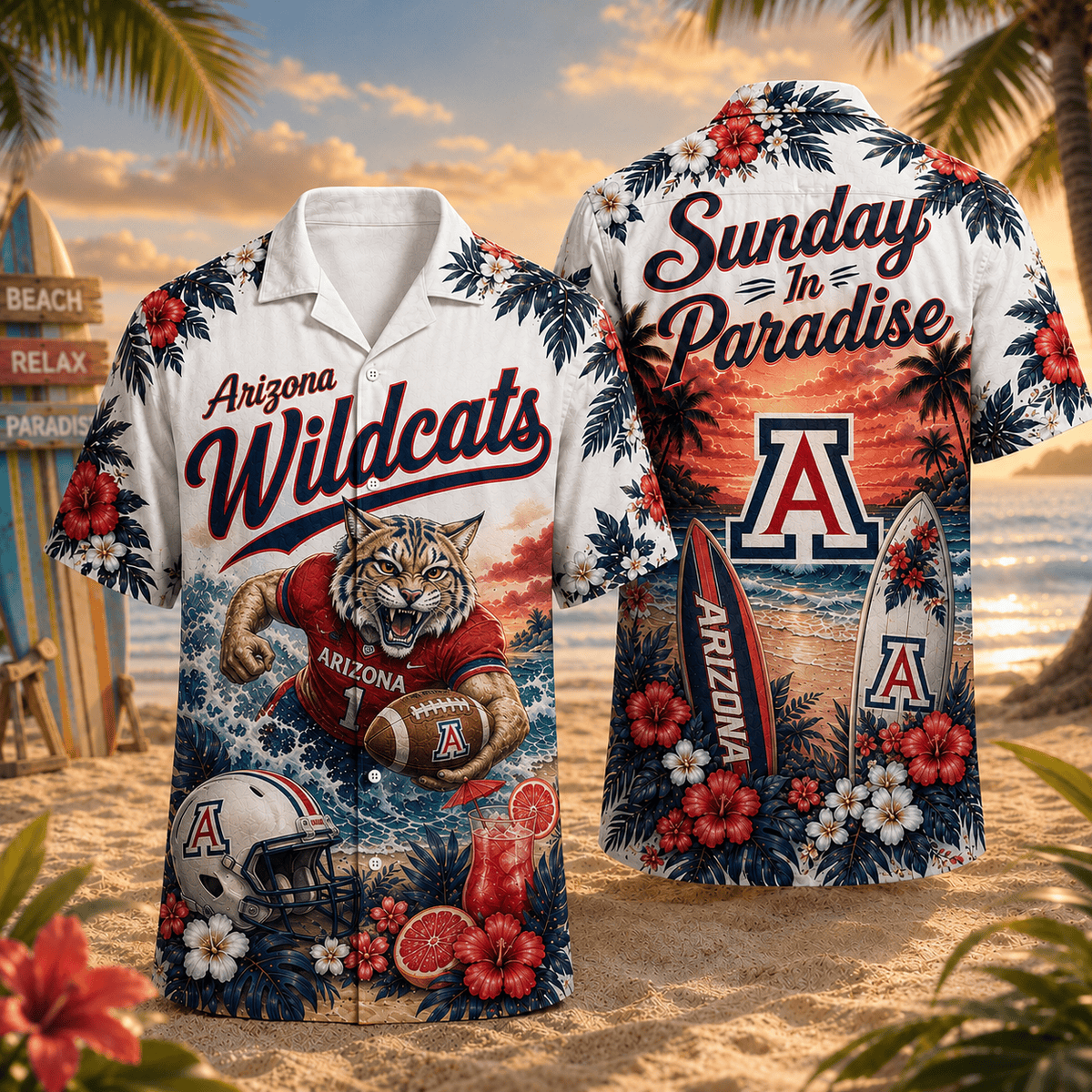 Arizona Wildcats PLNCAACY01 NCAA Personalized Hawaiian Shirt