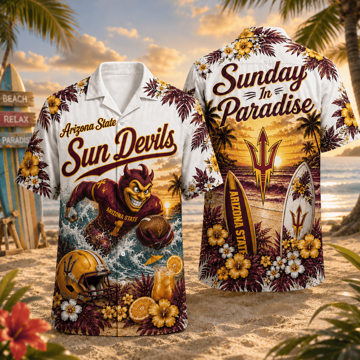 Arizona State Sun Devils PLNCAACY01 NCAA Personalized Hawaiian Shirt