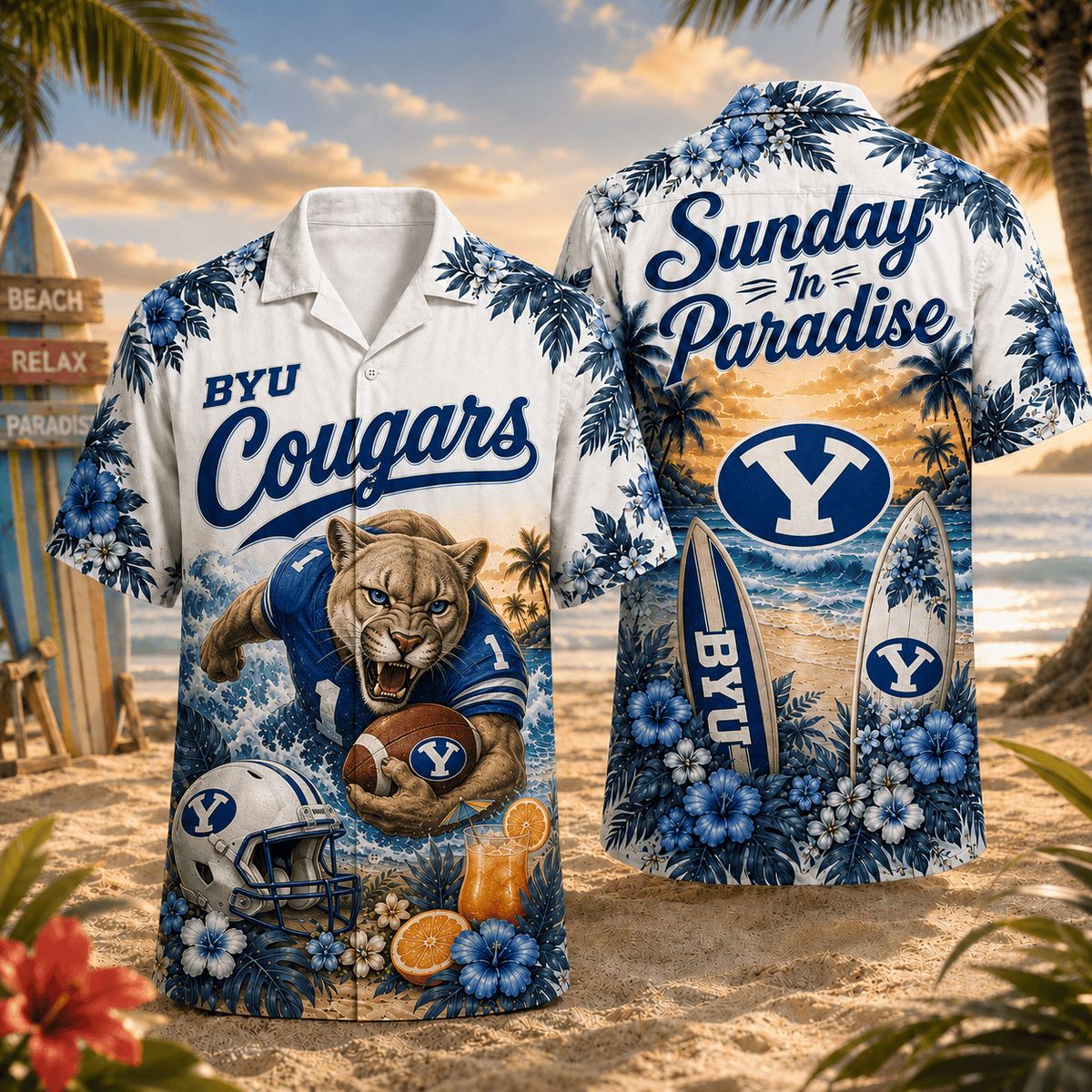 BYU Cougars PLNCAACY01 NCAA Personalized Hawaiian Shirt