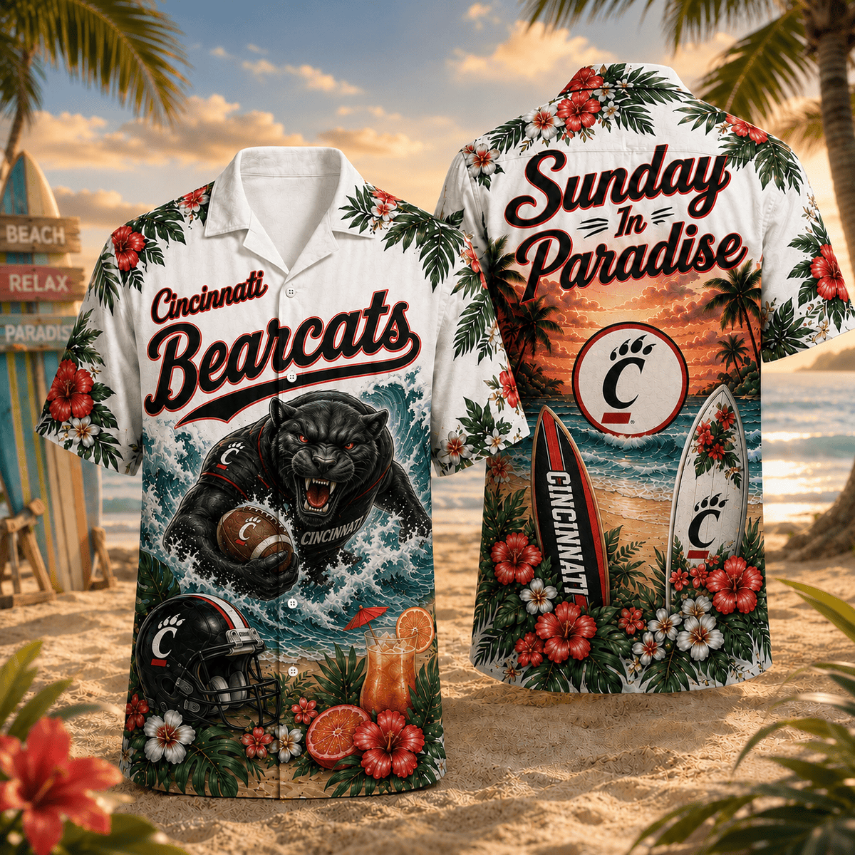 Cincinnati Bearcats PLNCAACY01 NCAA Personalized Hawaiian Shirt