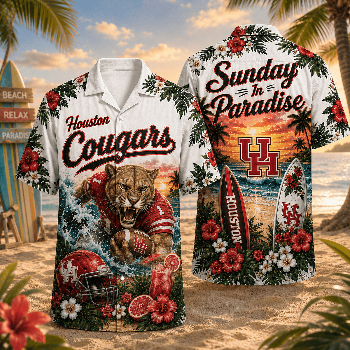 Houston Cougars PLNCAACY01 NCAA Personalized Hawaiian Shirt
