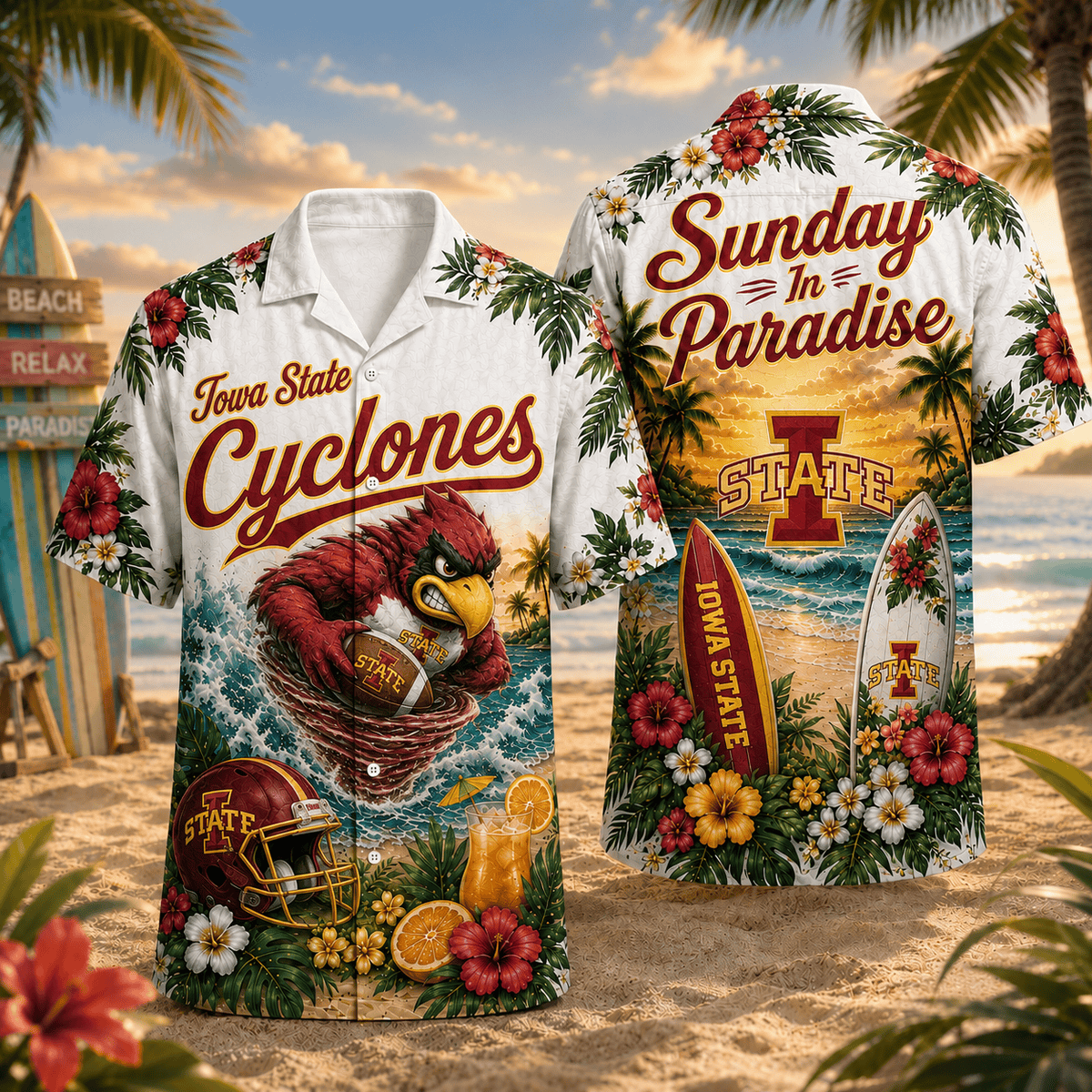 Iowa State Cyclones PLNCAACY01 NCAA Personalized Hawaiian Shirt