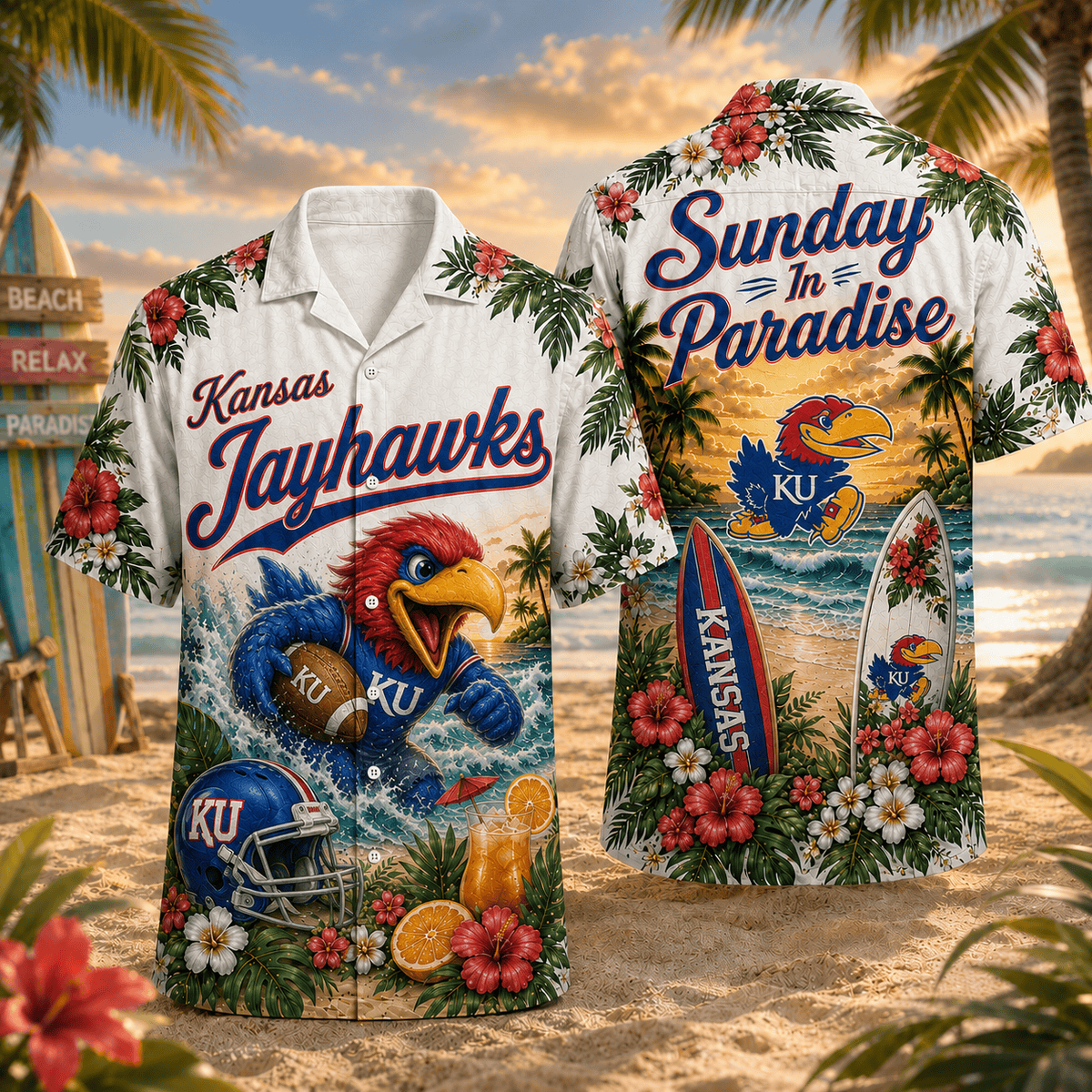 Kansas Jayhawks PLNCAACY01 NCAA Personalized Hawaiian Shirt