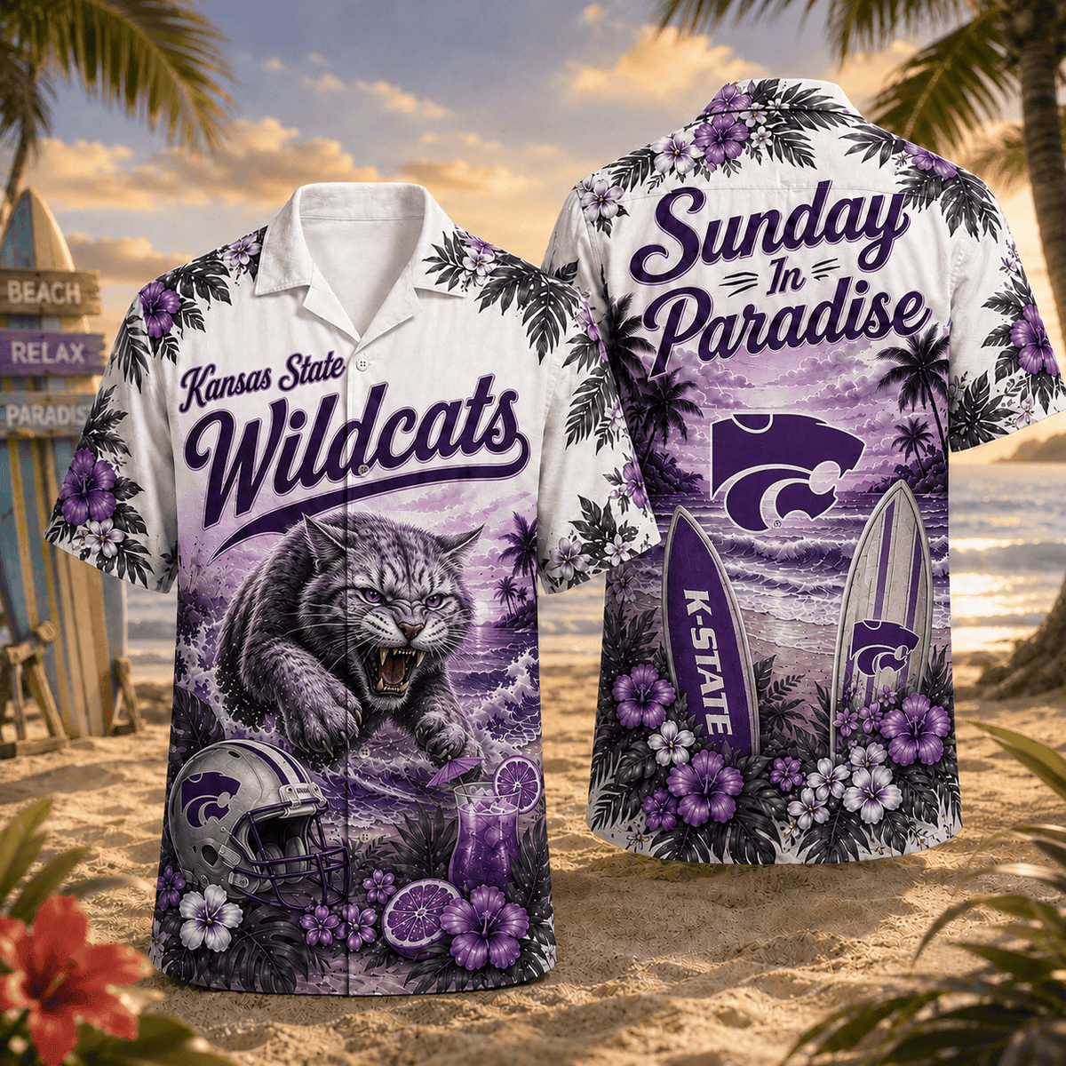 Kansas State Wildcats PLNCAACY01 NCAA Personalized Hawaiian Shirt