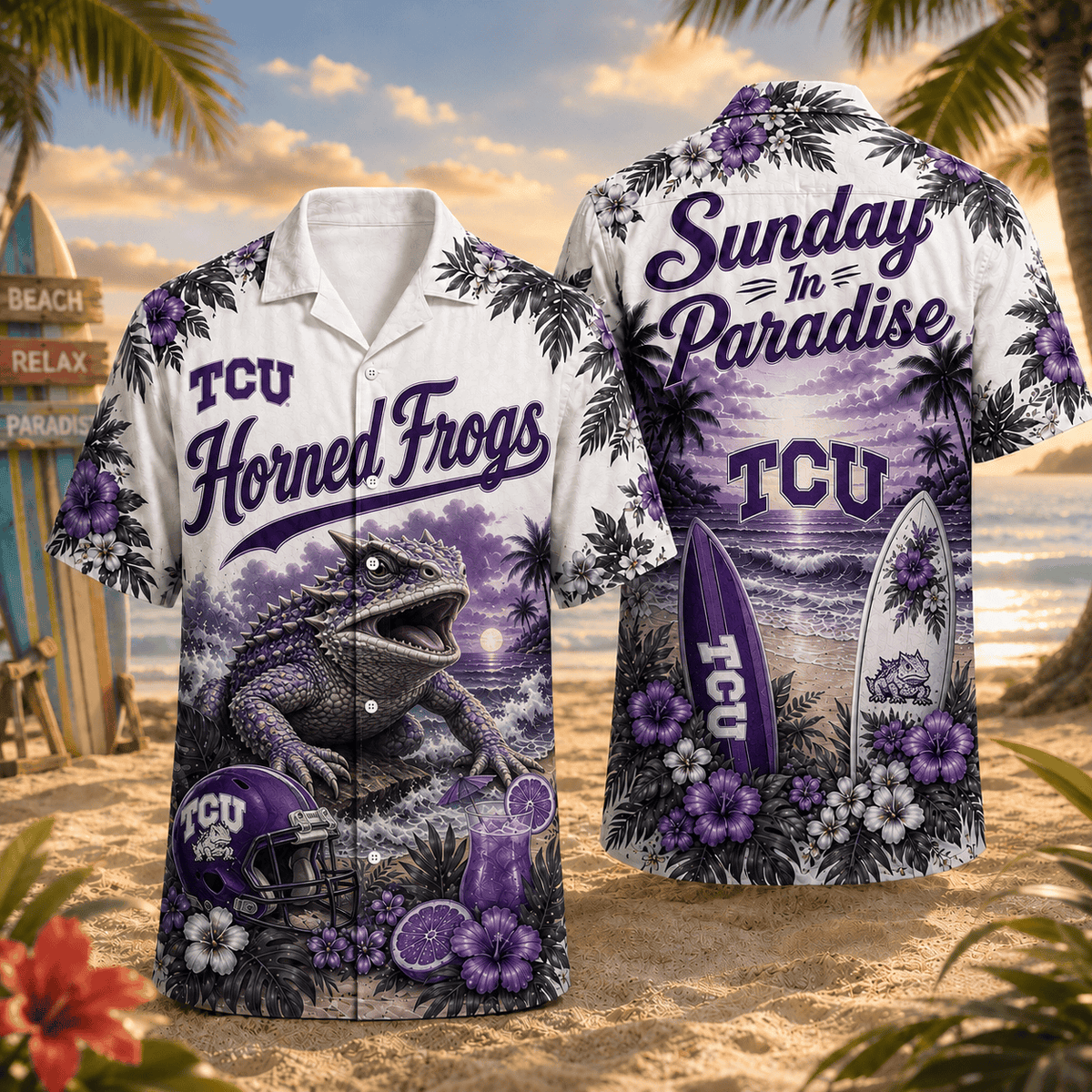 TCU Horned Frogs PLNCAACY01 NCAA Personalized Hawaiian Shirt