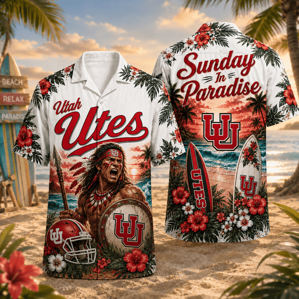 Utah Utes PLNCAACY01 NCAA Personalized Hawaiian Shirt