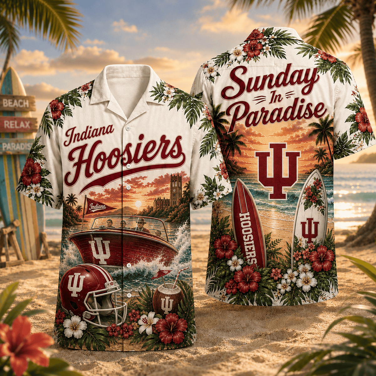 Indiana Hoosiers PLNCAACY01 NCAA Personalized Hawaiian Shirt