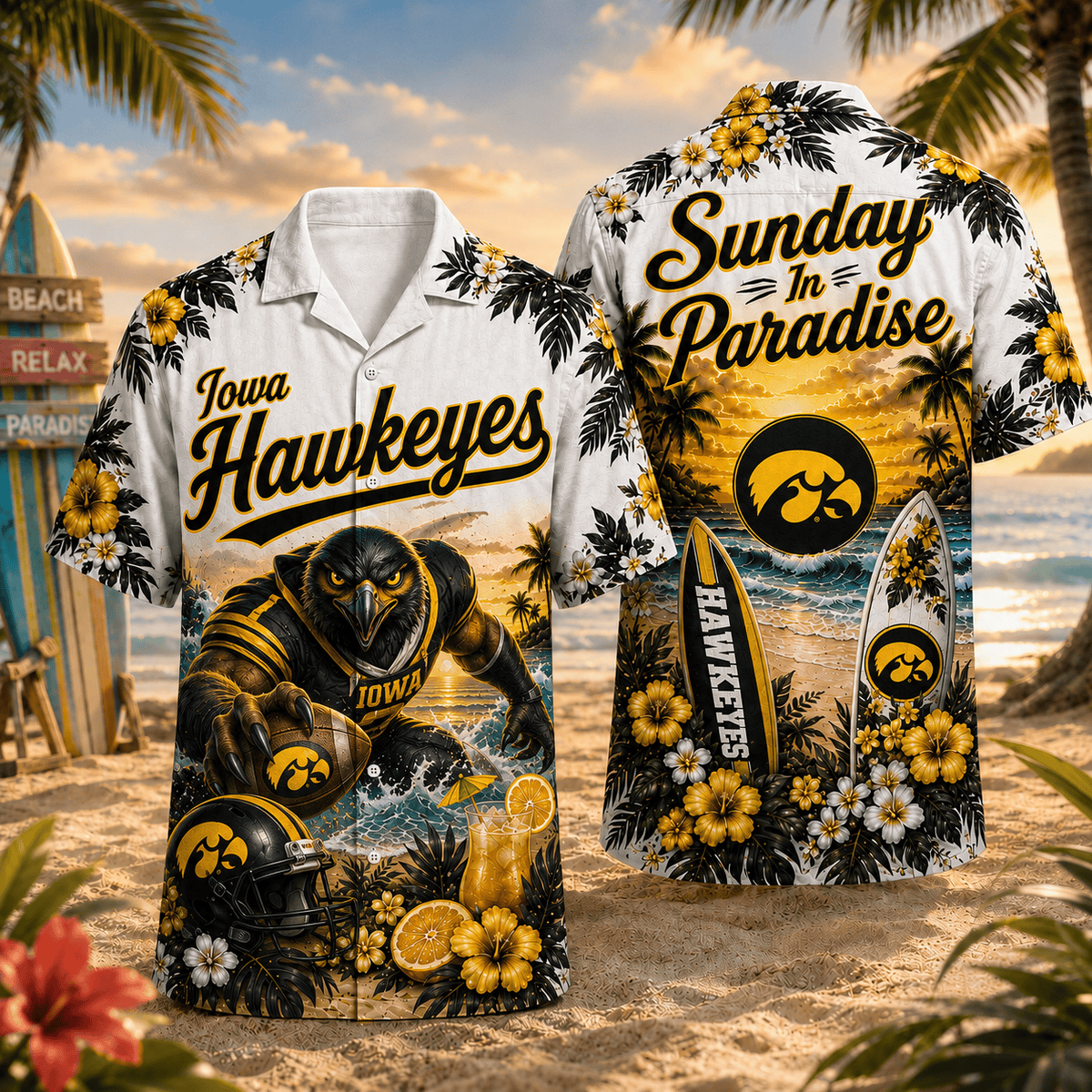 Iowa Hawkeyes PLNCAACY01 NCAA Personalized Hawaiian Shirt
