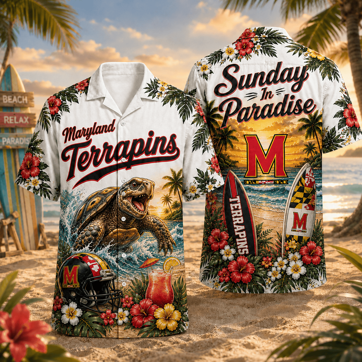 Maryland Terrapins PLNCAACY01 NCAA Personalized Hawaiian Shirt