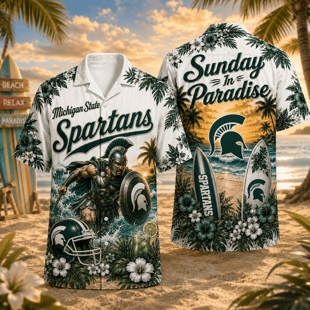 Michigan State Spartans PLNCAACY01 NCAA Personalized Hawaiian Shirt