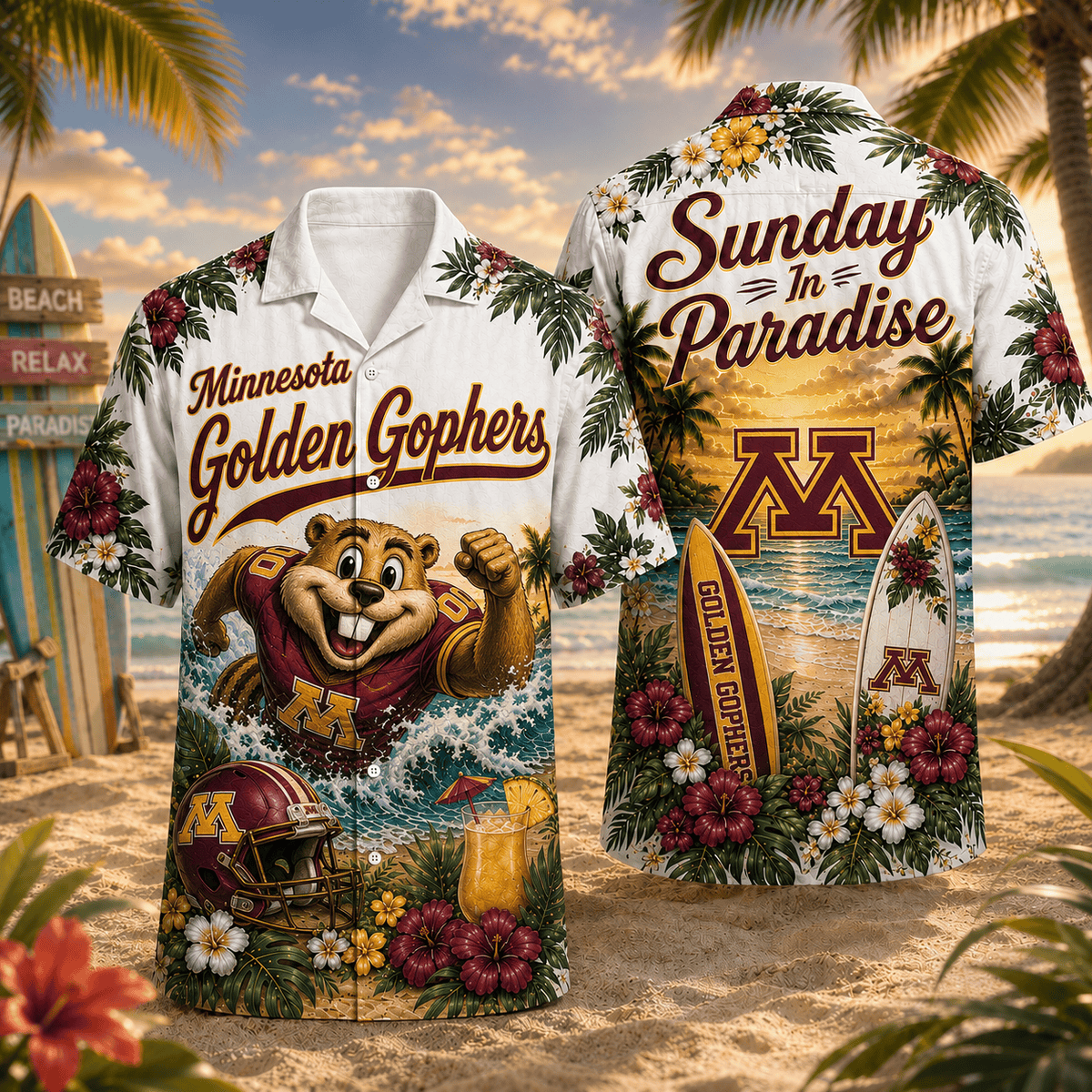 Minnesota Golden Gophers PLNCAACY01 NCAA Personalized Hawaiian Shirt