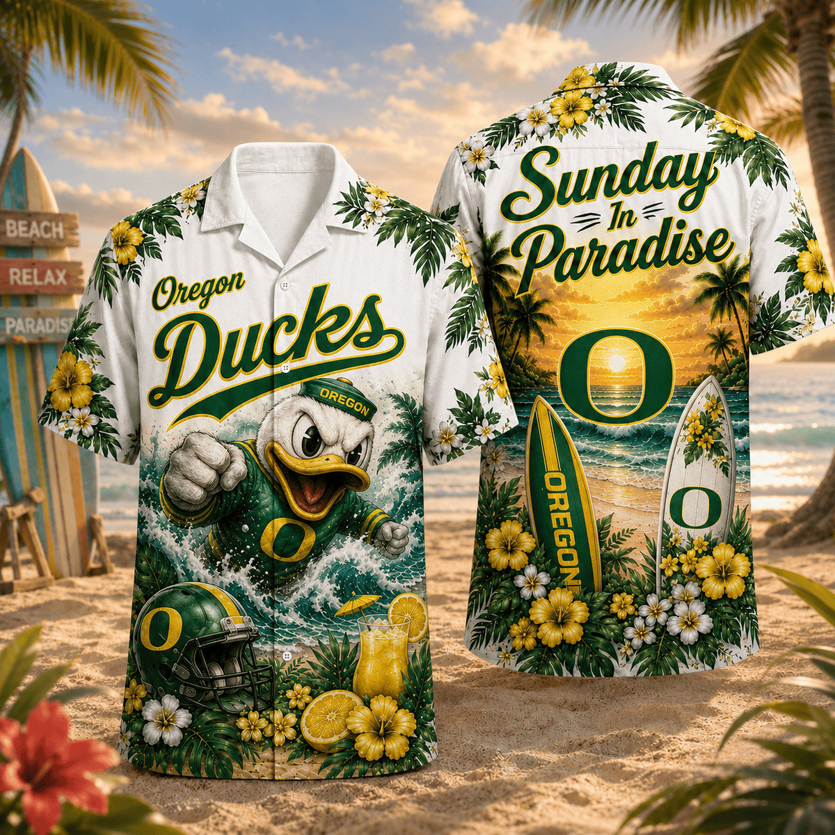 Oregon Ducks PLNCAACY01 NCAA Personalized Hawaiian Shirt