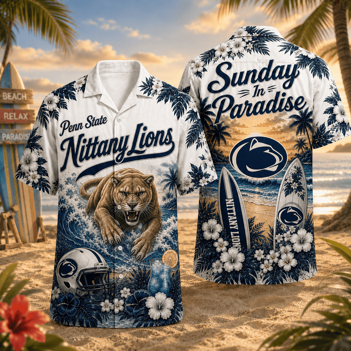 Penn State Nittany Lions PLNCAACY01 NCAA Personalized Hawaiian Shirt