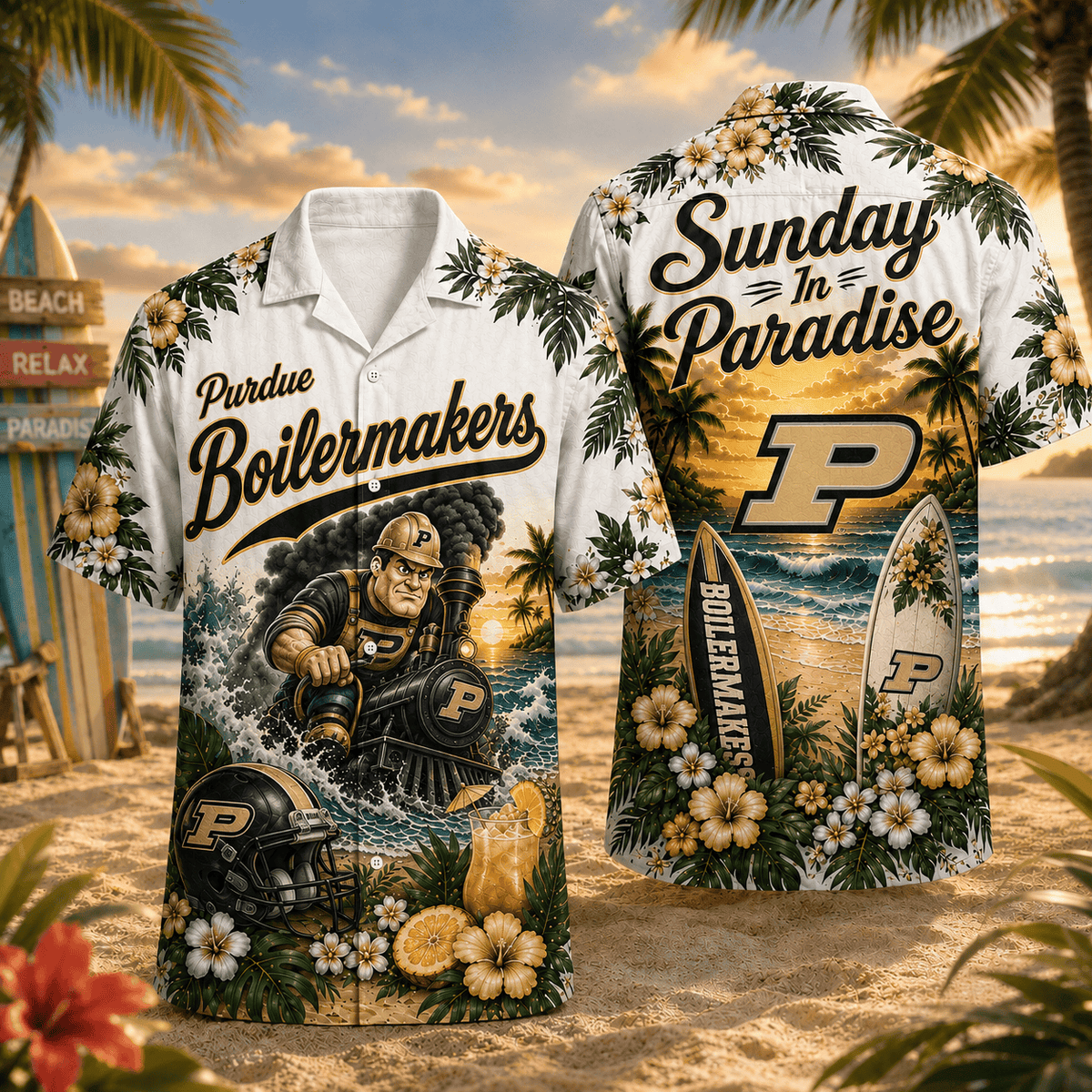 Purdue Boilermakers PLNCAACY01 NCAA Personalized Hawaiian Shirt