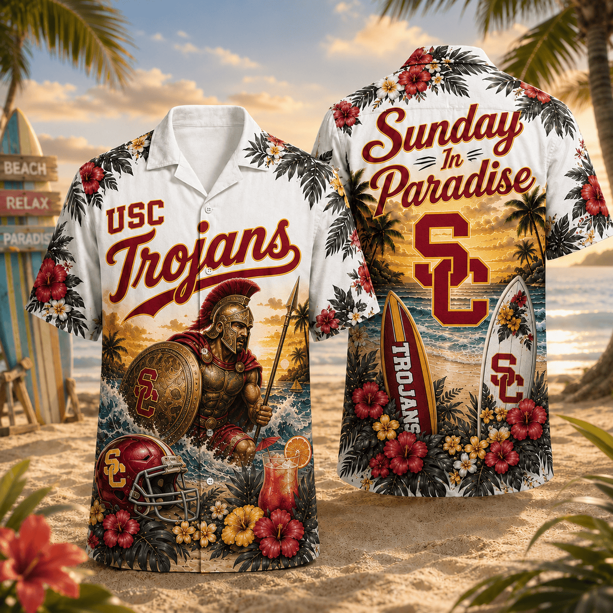 USC Trojans PLNCAACY01 NCAA Personalized Hawaiian Shirt