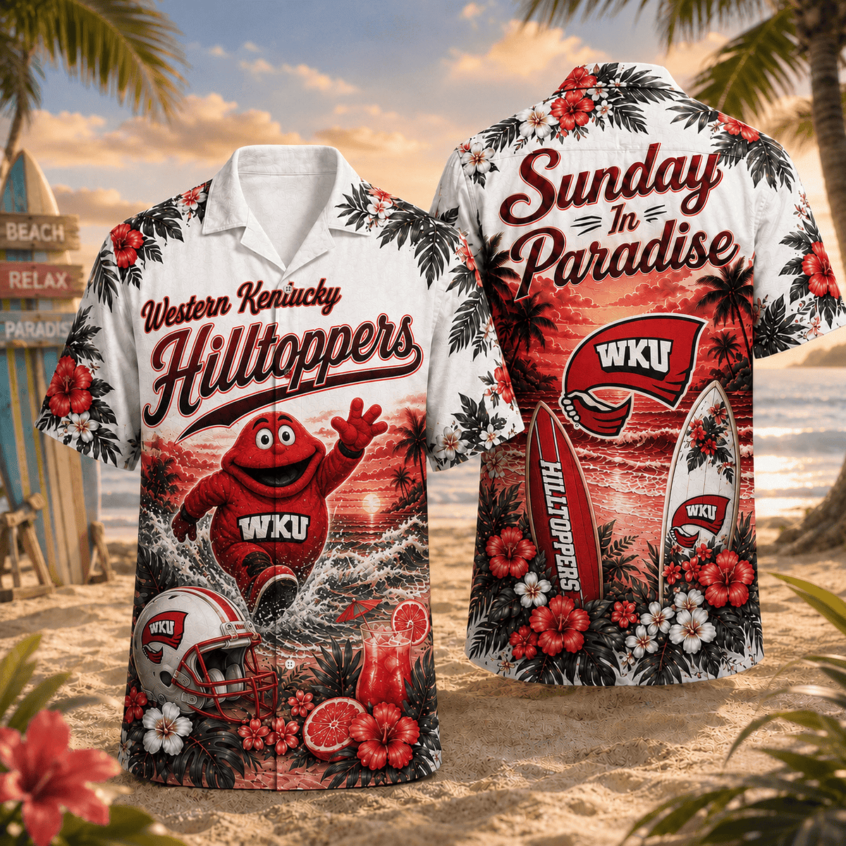 Western Kentucky Hilltoppers PLNCAACY01 NCAA Personalized Hawaiian Shirt