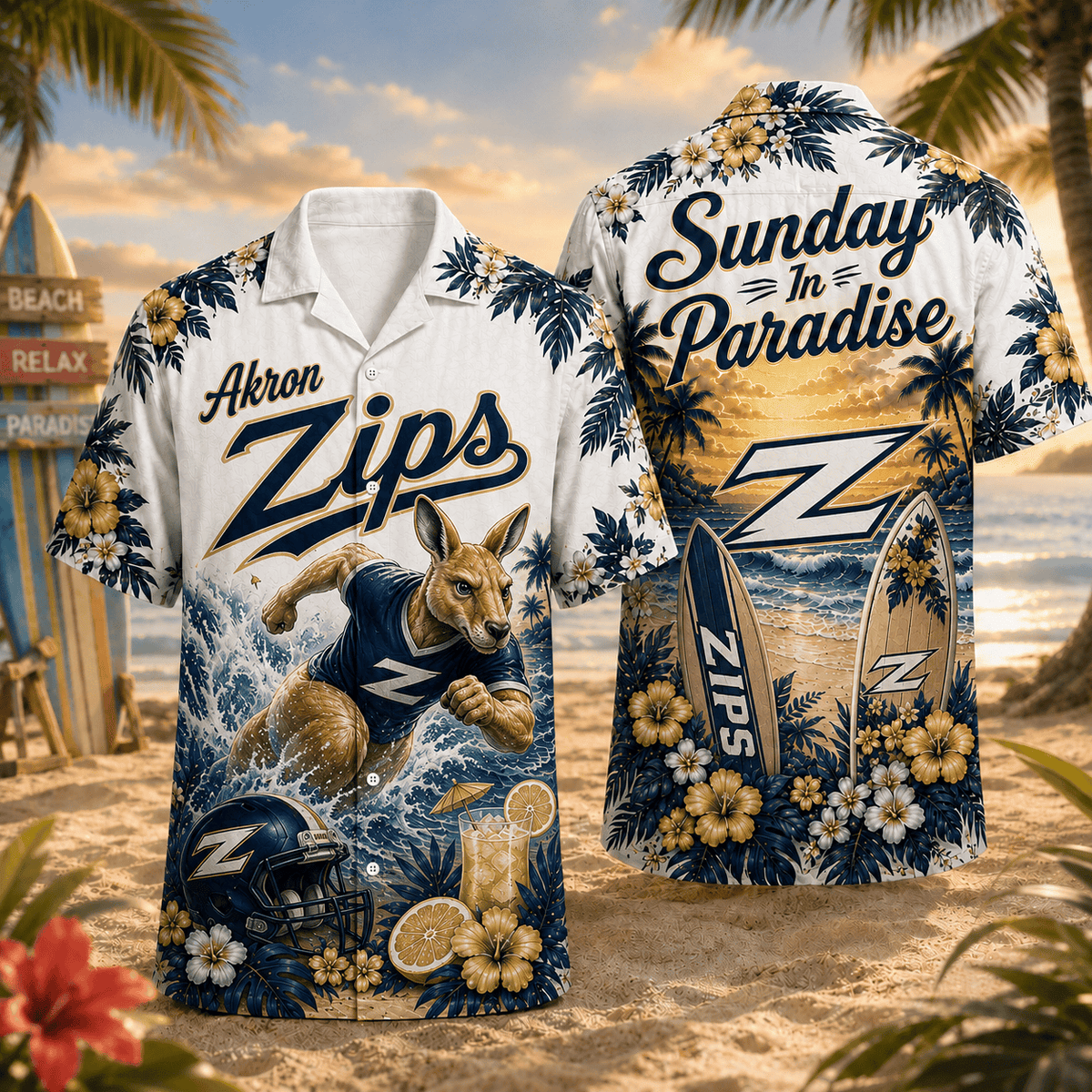 Akron Zips PLNCAACY01 NCAA Personalized Hawaiian Shirt