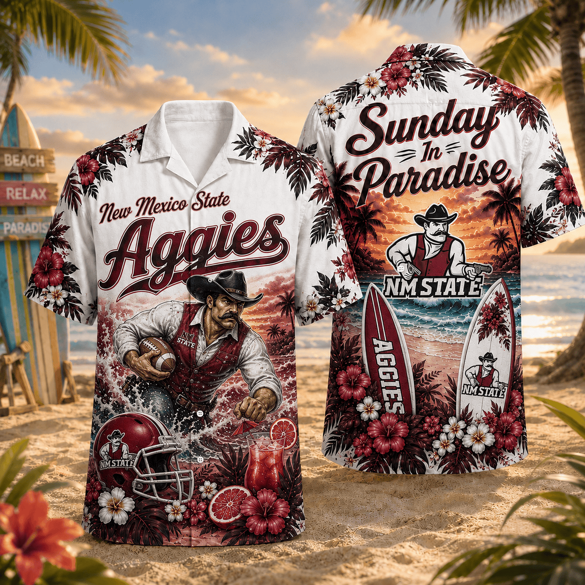 New Mexico State Aggies PLNCAACY01 NCAA Personalized Hawaiian Shirt