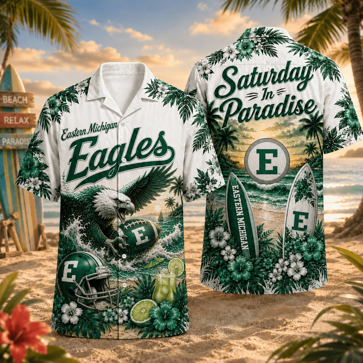 Eastern Michigan Eagles PLNCAACY01 NCAA Personalized Hawaiian Shirt
