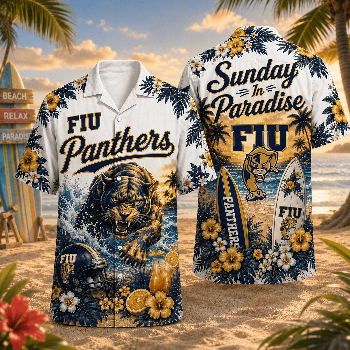 FIU Panthers PLNCAACY01 NCAA Personalized Hawaiian Shirt