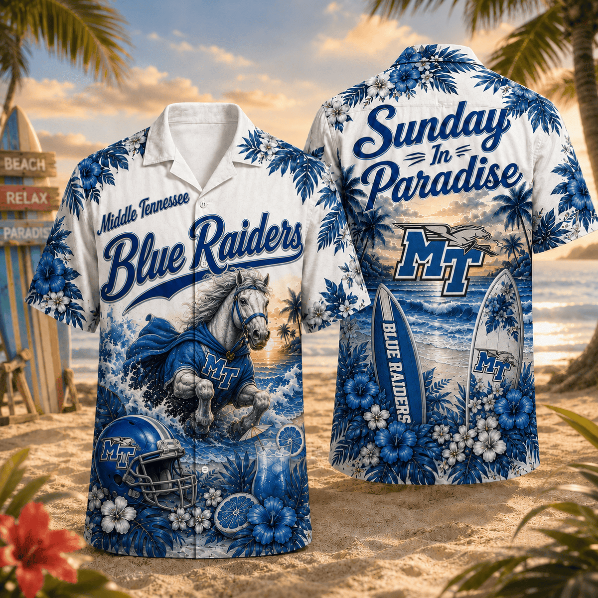 Middle Tennessee Blue Raiders PLNCAACY01 NCAA Personalized Hawaiian Shirt