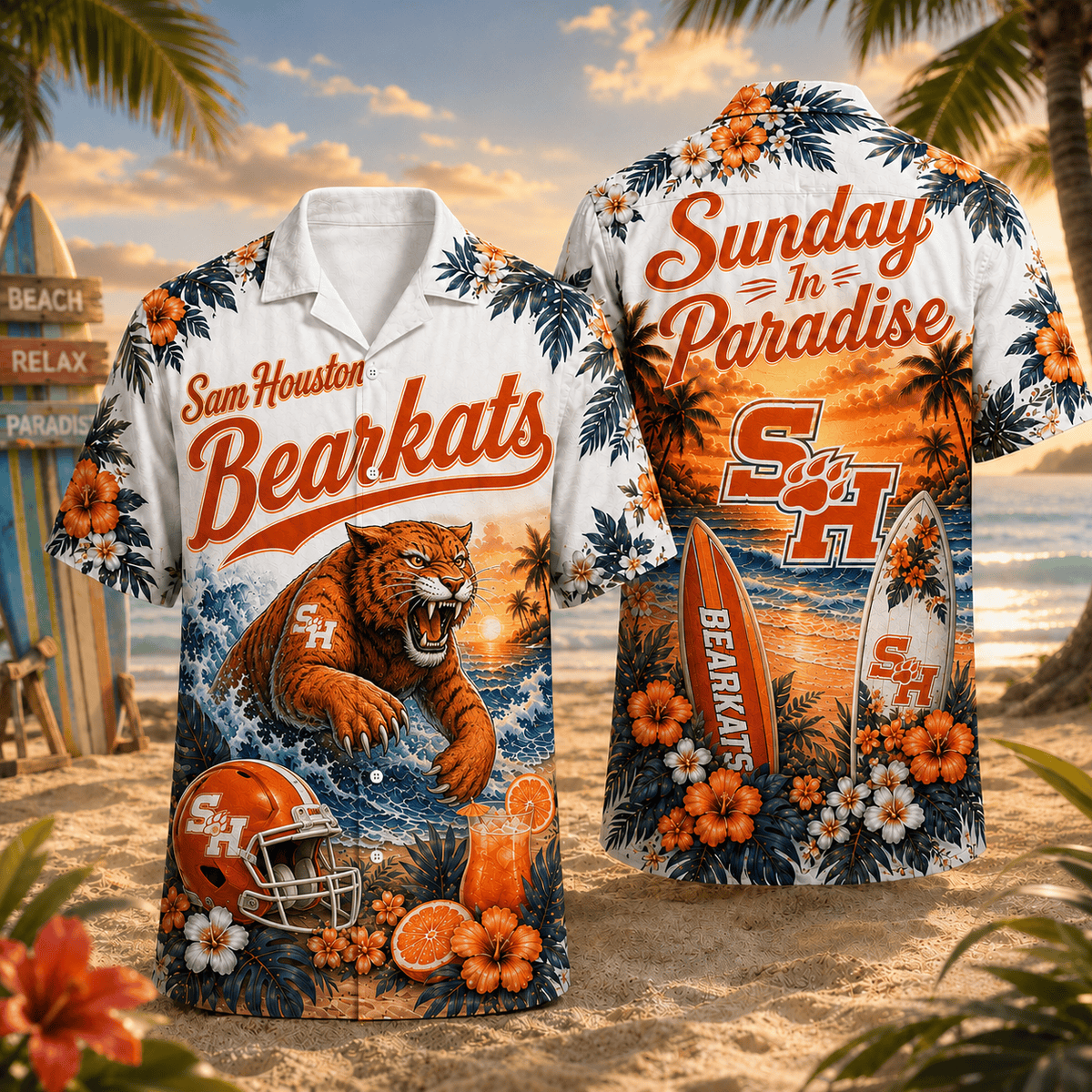 Sam Houston Bearkats PLNCAACY01 NCAA Personalized Hawaiian Shirt