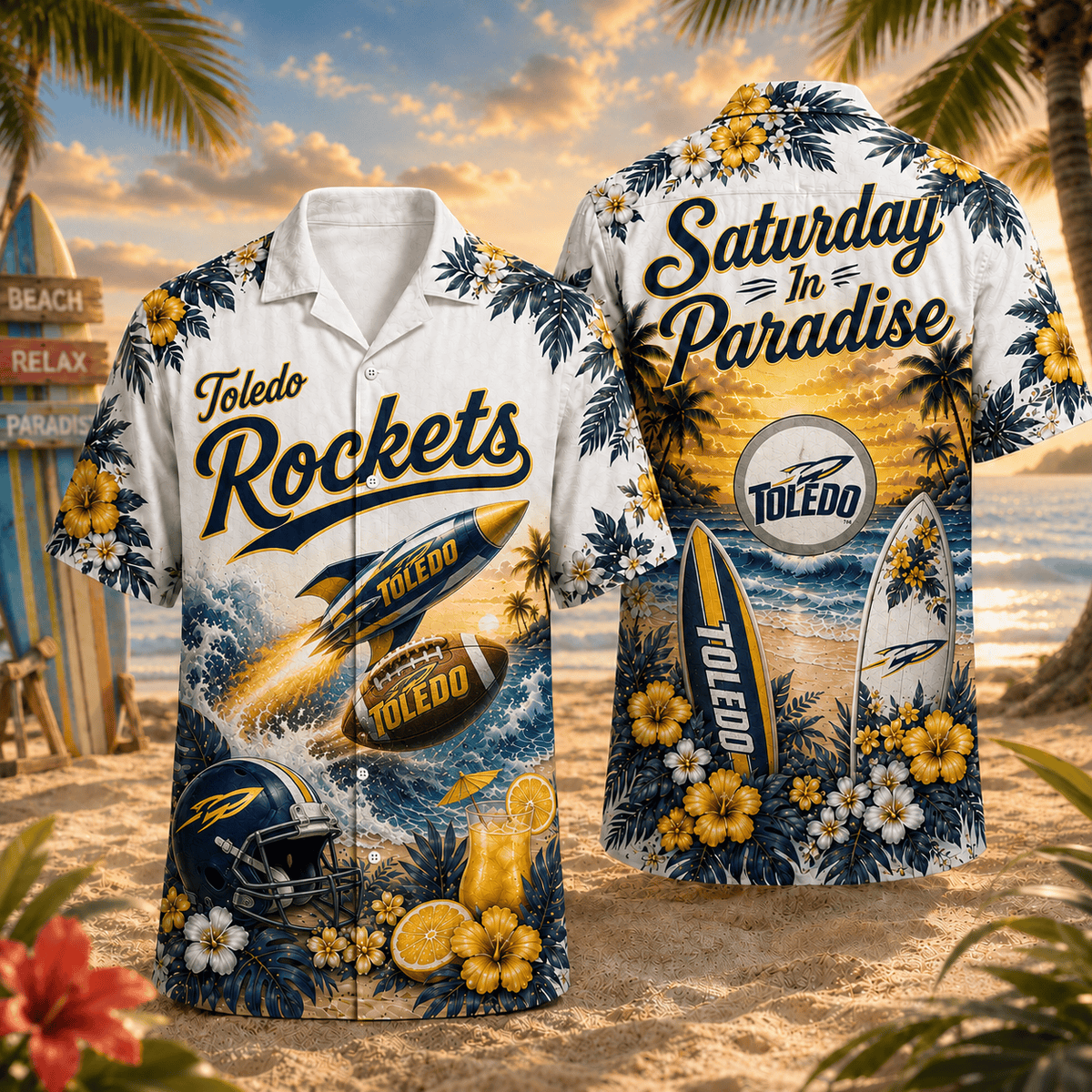Toledo Rockets PLNCAACY01 NCAA Personalized Hawaiian Shirt