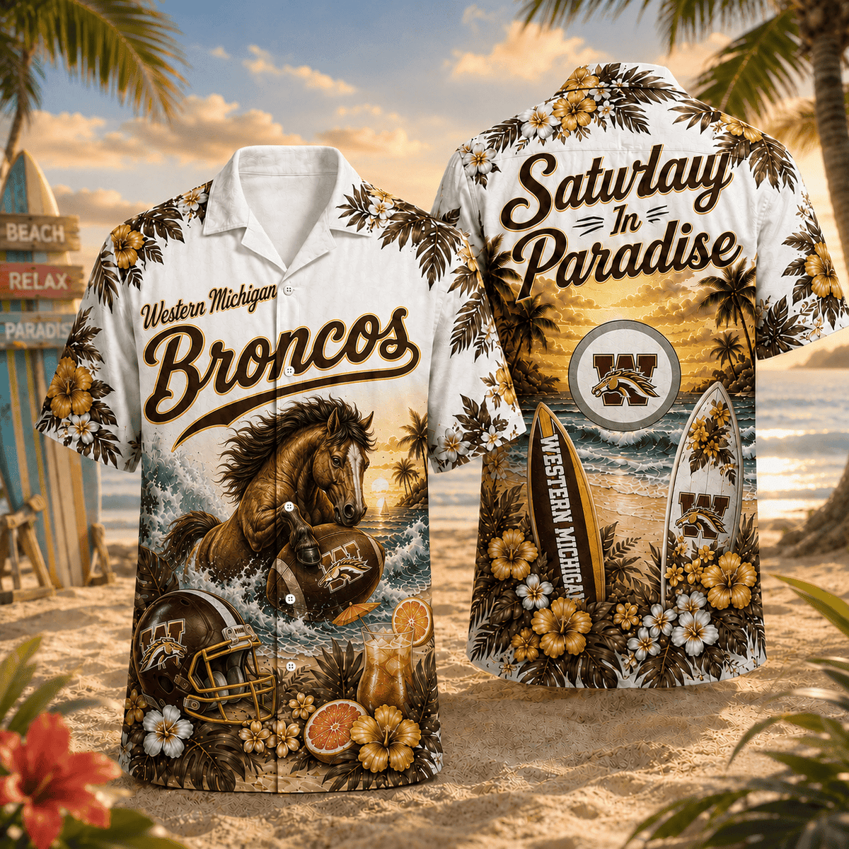 Western Michigan Broncos PLNCAACY01 NCAA Personalized Hawaiian Shirt