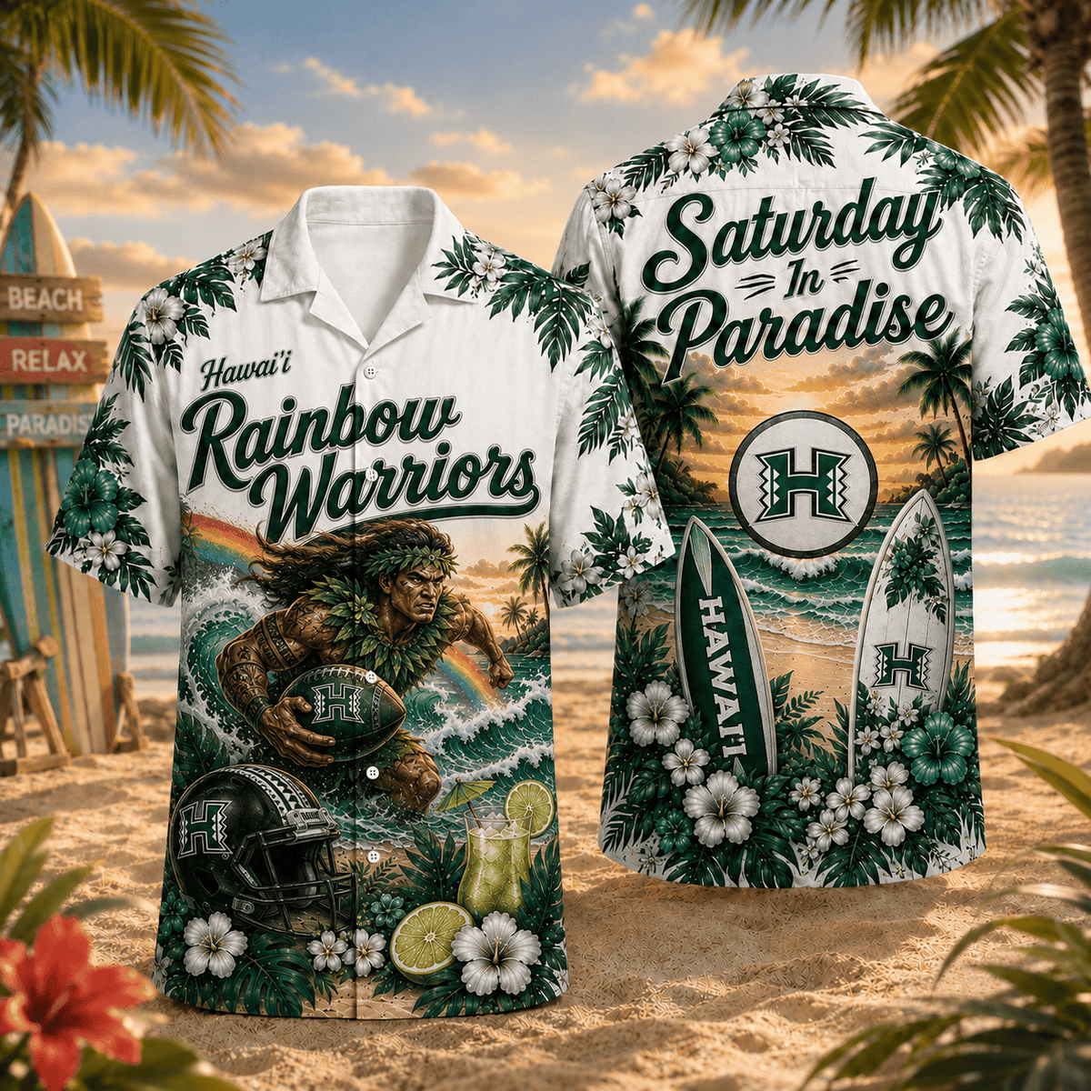 Hawaiʻi Rainbow Warriors PLNCAACY01 NCAA Personalized Hawaiian Shirt