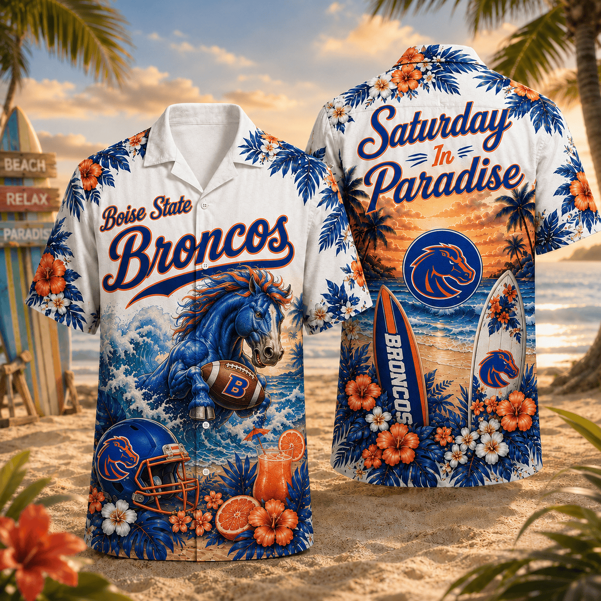 Boise State Broncos PLNCAACY01 NCAA Personalized Hawaiian Shirt