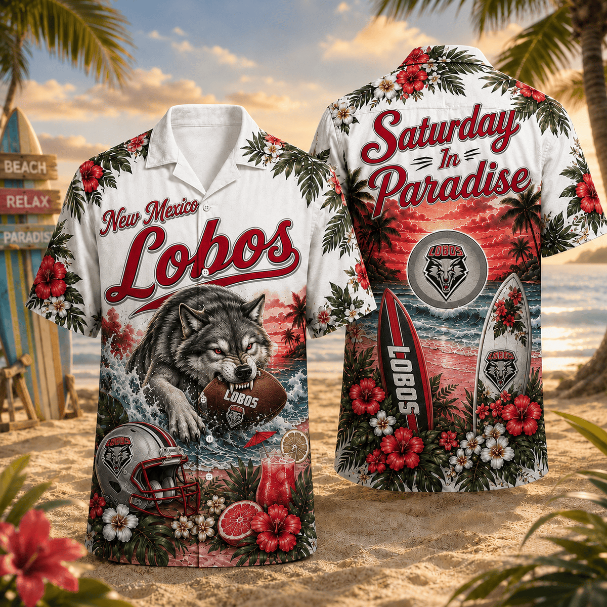 New Mexico Lobos PLNCAACY01 NCAA Personalized Hawaiian Shirt