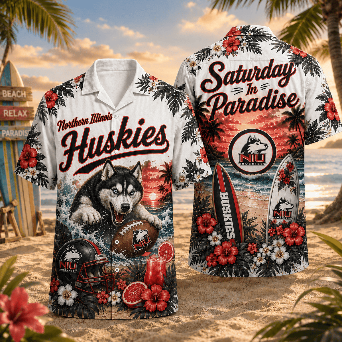 Northern Illinois Huskies PLNCAACY01 NCAA Personalized Hawaiian Shirt