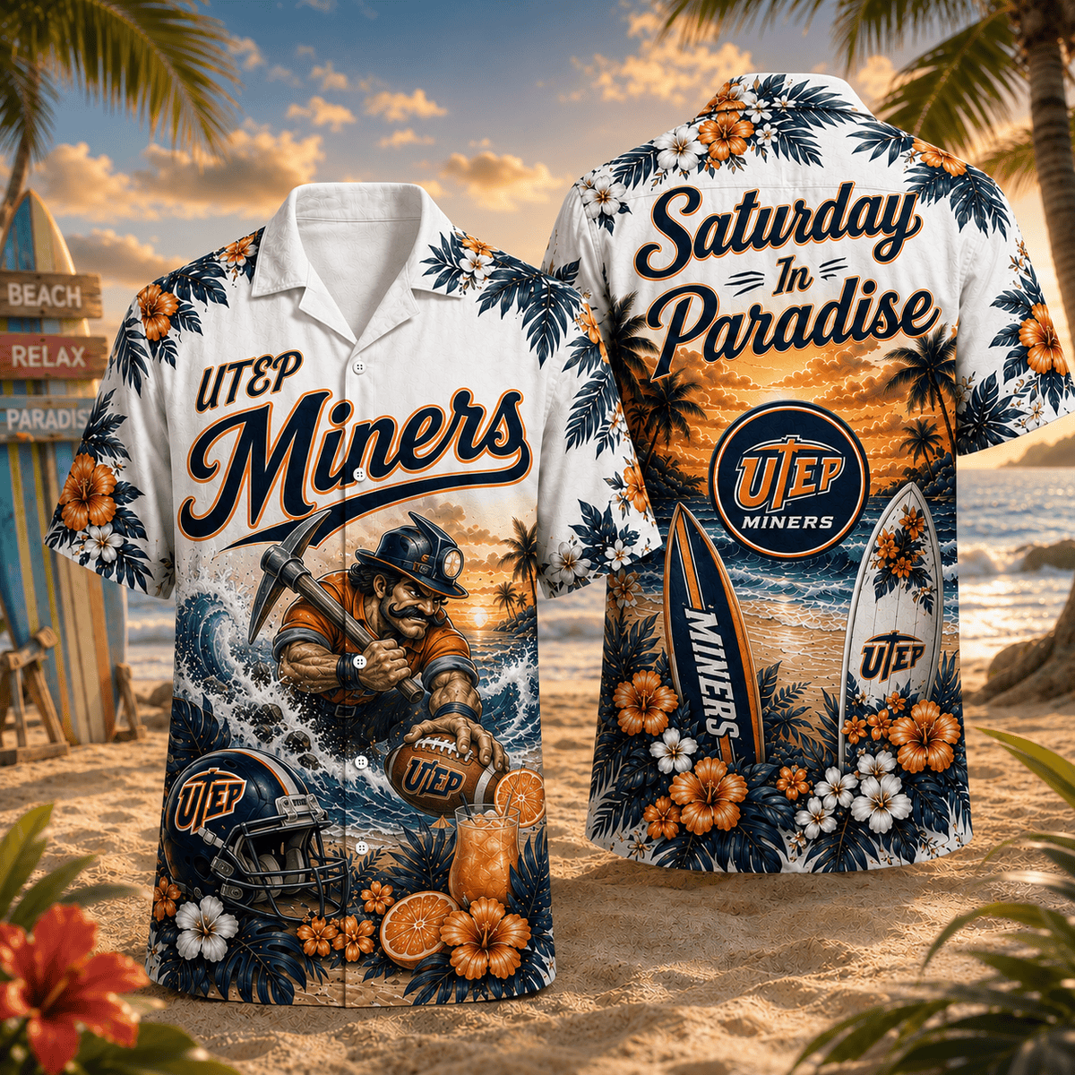 UTEP Miners PLNCAACY01 NCAA Personalized Hawaiian Shirt